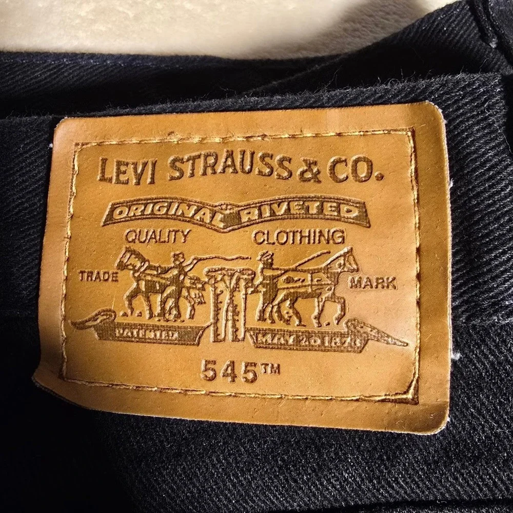 Y2K Levis 545 Baggy Fit Black Jeans Mens 42x34 Vntg Style Distressed Denim 967